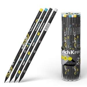Карандаш ч/гр (ЦЕНА ЗА 42ШТ) " Erich Krause " Sport DNA HB с ластиком, круглый, пластиковый